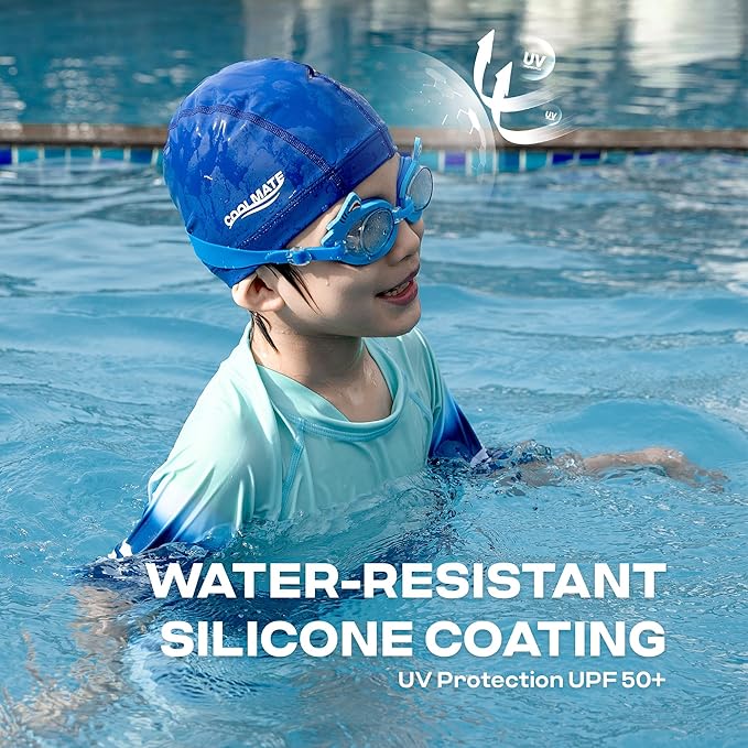 COOLMATE Fabric Swim Cap for Adult Women Men Kid 3 4 6 8 14 16, Silicone Water Resistant Layer, Cloth Swim Cap Gifts for Swimmers, Lightweight for Pool, Lap Swimming (1 pc)-StrideForce Fitness