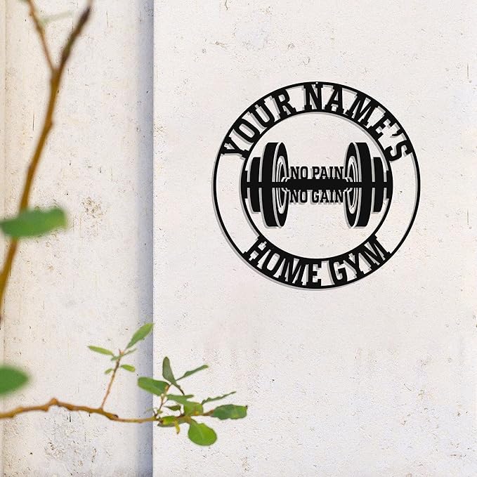 Personalized Home Gym LED Tin Metal Sign Multiple Sizes, Gym Sign Wall Decor, Exercise Workout Room Decor Fitness Center, Motivational Inspirational Hanging Wall Art Wall Plaque (03 w/o lights)-StrideForce Fitness
