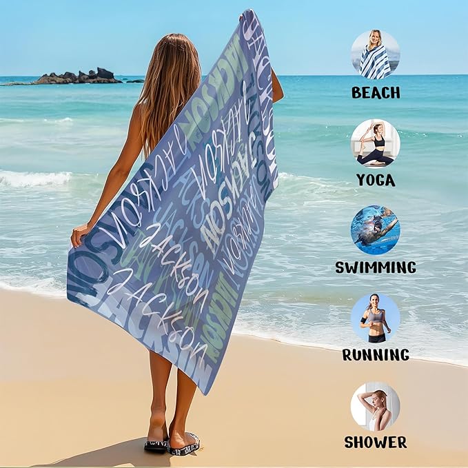 JML Personalized Beach Towel with Name, Custom Beach Towel with Name, Customized Microfiber Pool Towel, Quick Dry & Absorbent Swim Towel for Adult,Anniversary, Birthday, Summer Holiday,Vacation-StrideForce Fitness