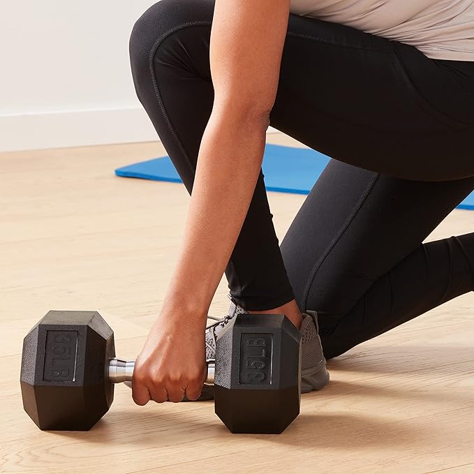 Amazon Basics Rubber Hex Dumbbell Hand Weight-StrideForce Fitness