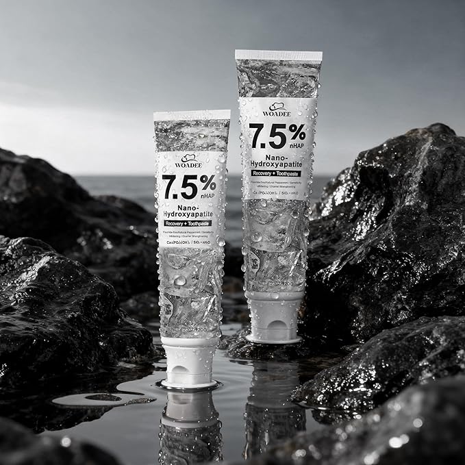 woadee 7.5% Hydroxyapatite Toothpaste for Advanced Enamel Protection, Fluoride-Free Nano Hydroxyapatite Toothpaste, Gentle and Effective Formula, Fresh Breath, Suitable for Sensitive Teeth 2 Pack