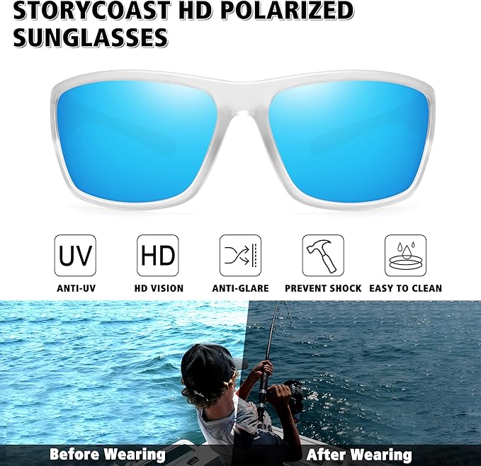 STORYCOAST Polarized Sports Sunglasses for Men Women Unbreakable Frame Cycling Fishing Driving-StrideForce Fitness