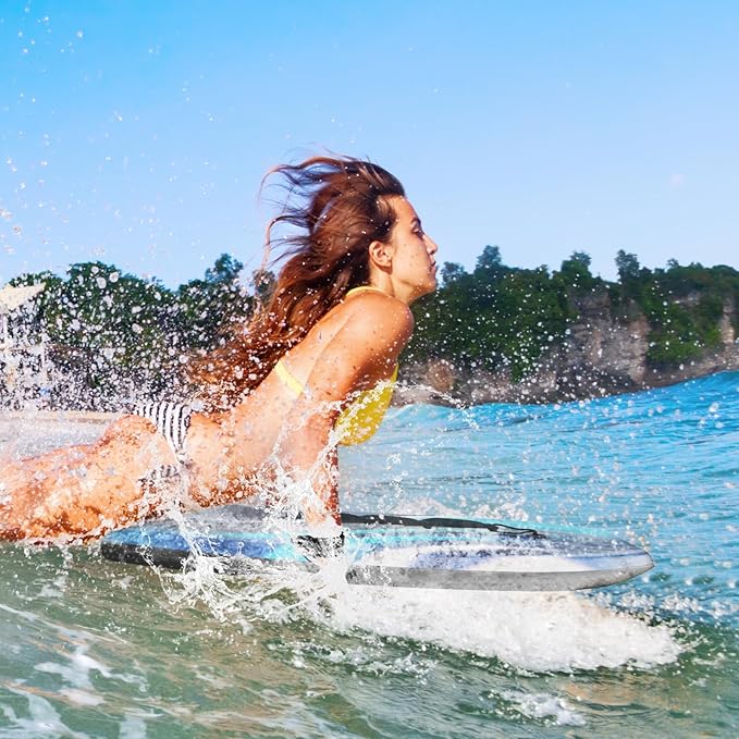 Goplus 41''/37''/33'' Lightweight Body Board for Beach, Surf Board with EPS Core, XPE Deck, HDPE Slick Bottom, Wrist Leash, Bodyboard for Kids Adults Surfing-StrideForce Fitness