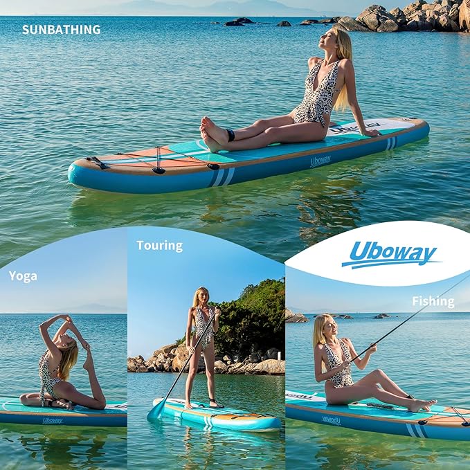 Inflatable Stand Up Paddle Board: Uboway Inflatable Kayak Paddle Board with Premium SUP Accessories, Non-Slip Comfort Deck with Backpack, Bonus Dry Bag & Hand Pump, Sup Board for Yoga Fishing Surf-StrideForce Fitness