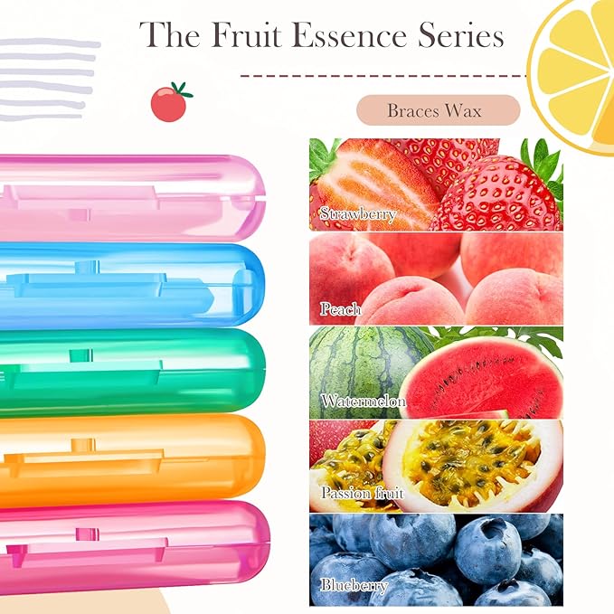Geiserailie 20 Pack Braces Wax for Teeth New Flavored Dental Orthodontic Wax with Applicator Scraper for Braces Wearer, Oral Appliances, Aligners Patients, Fruit floral Flavors