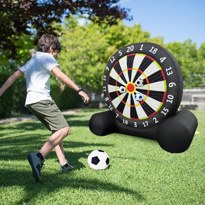 Giant Inflatable Soccer Dart Board, 10ft Inflatable Soccer Kick Darts Games with Blower & 8 Sticky Soccer Balls, Outdoor Inflatable Soccer Target Dart Board Yard Game-StrideForce Fitness
