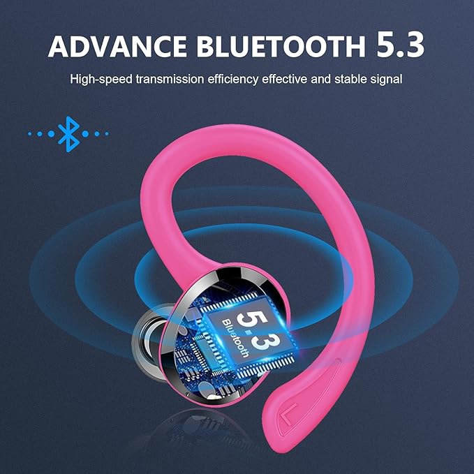 Wireless Earbuds Sport Bluetooth Headphones 5.4, 2025 Bluetooth Earbuds 4 HD Mic, Over-Ear Buds with Earhooks ENC Noise Canceling Earphones, 48Hrs Stereo, IP7 Waterproof Headset for Workout/Running-StrideForce Fitness