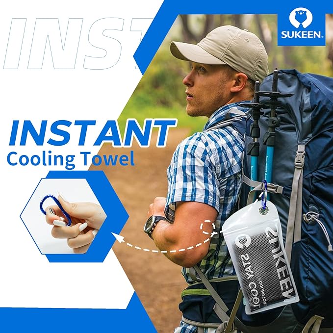 Sukeen Cooling Towel,Instant Evaporative Cooling for Sports,Yoga,Golf,Gym,Neck,Workout and More(40”x 12”)-StrideForce Fitness