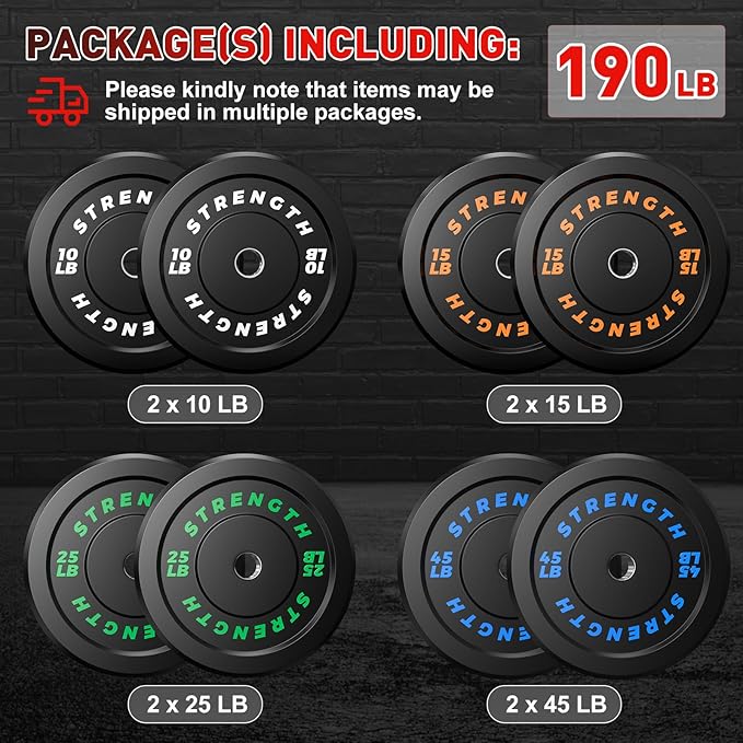 Olympic Rubber Bumper Weight Set - 2 Inch Barbell Plates for Home Gym Strength Training-StrideForce Fitness