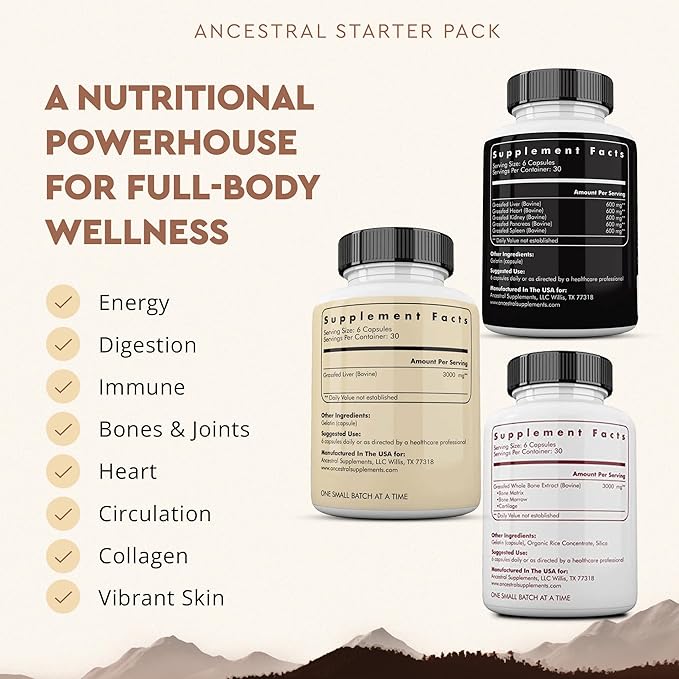 Ancestral Supplements Beef Organs and Stack Variation (Organs Starter Pack)-StrideForce Fitness