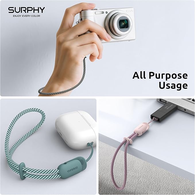 SURPHY 3 Pack Phone Wrist Strap with CellPhone Tether Tab, Cellphone Lanyard, Phone Strap with 2-Color Braided, Wrist Lanyard-StrideForce Fitness