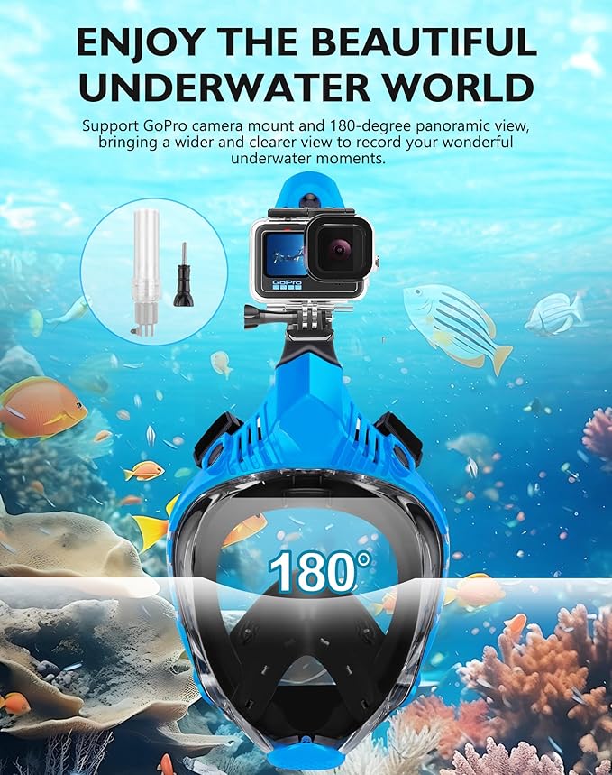 VGKE Full Face Snorkel Mask for Adults, 180 Degree HD Panoramic View Snorkeling Gear with Waterproof Phone Pouch, Anti-Leak & Anti-Fog, Breathe Freely Suitable for Men/Women-StrideForce Fitness