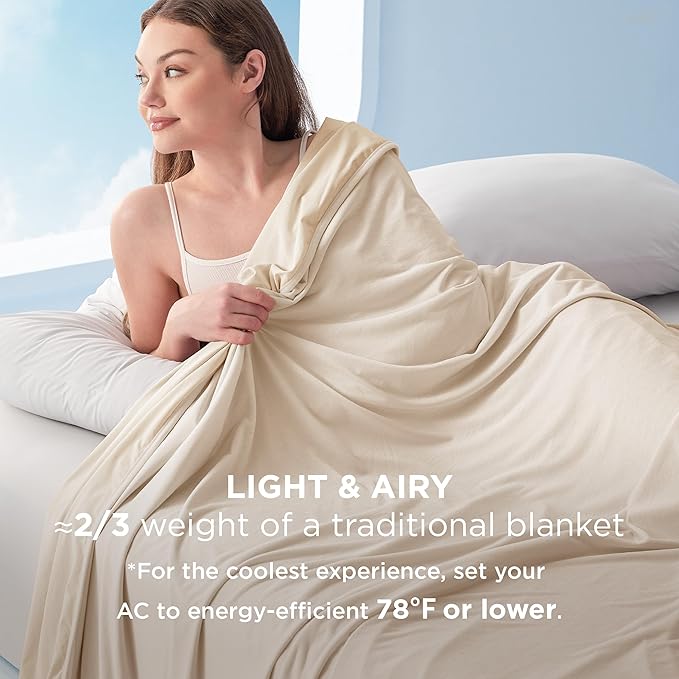 Bedsure Summer Cooling Blanket Queen Size for Hot Sleepers with Sports Mesh Design, Arc-Chill Q-Max 0.4 Lightweight Breathable Ice Cold Blanket for Night Sweats, 90 x 90 Inches, Mesh Beige-StrideForce Fitness