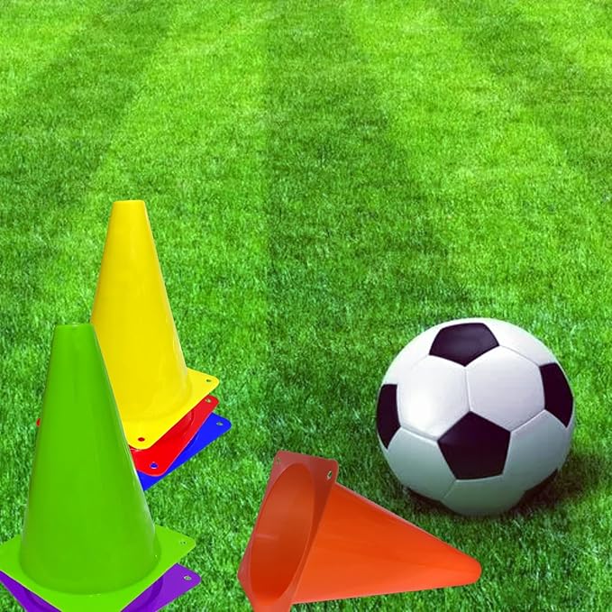 24 Pcs 7 Inch Plastic Traffic Cones, Basketball Football Drills, Skating, Sport Training Agility Markers, Indoor Outdoor Games, Multicolor-StrideForce Fitness