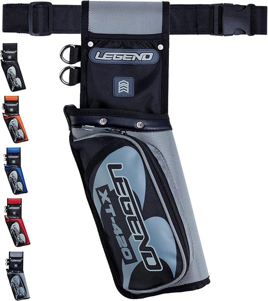 Legend XT420 Field Quiver - Left or Right-Handed Quiver Arrow Holder, Archery Quiver with 3 Arrow Tube, Durable Nylon Hip Quivers with Multiple Pockets for Archery Accessories, Score Card & Tools-StrideForce Fitness
