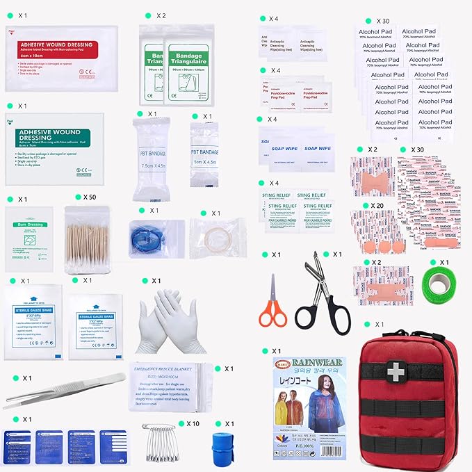 EMT Pouch MOLLE Ifak Pouch Tactical MOLLE Medical First Aid Kit Utility Pouch Carlebben (with Medical Supplies Red)-StrideForce Fitness