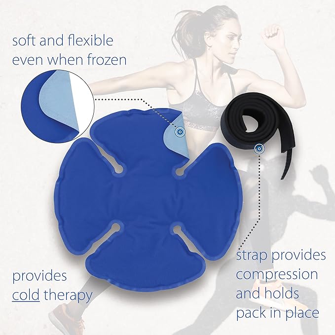 Core Products Clover Pack Frost Free Cold Therapy, Flexible for Knee, Shoulder, Elbow & Ankle with Compression Strap - Made in The USA-StrideForce Fitness