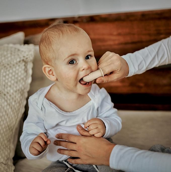 Moonkie Baby Finger Toothbrush Tongue Oral Cleaner Kit for 3 Months +, 3 Pcs (Blush/Pale Mauve/Blush)