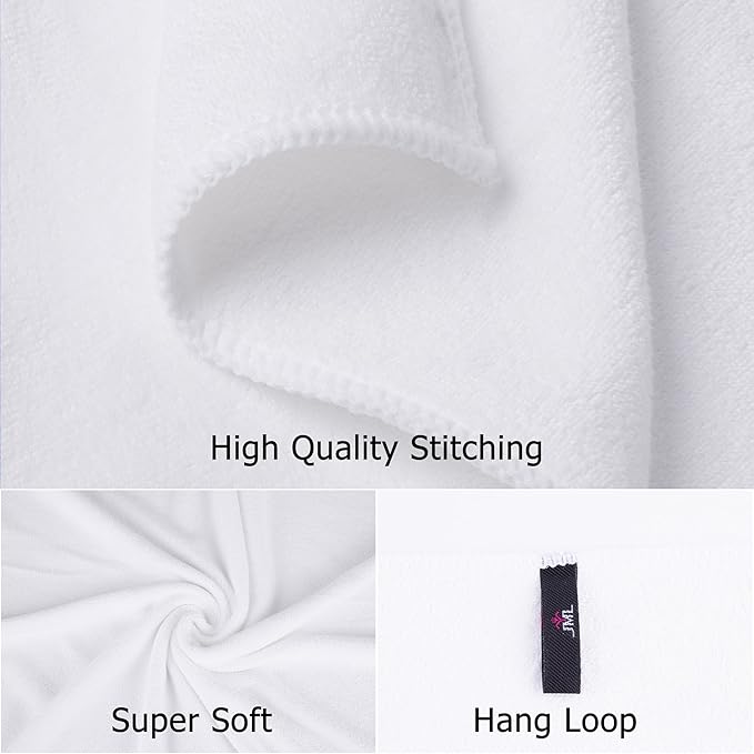 JML Microfiber Bath Towels, Bath Towel Sets (6 Pack, 27" x 55") - Extra Absorbent and Fast Drying, Multipurpose White Microfiber Towel for Bath, Beach, Pool, Sports, Yoga-StrideForce Fitness