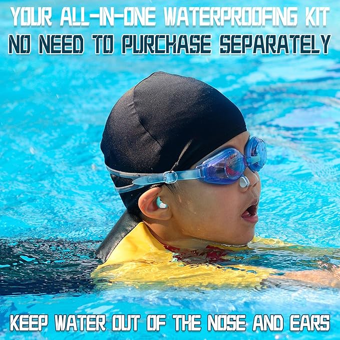 Swimming Nose Clip Ear Plugs - 9 Packs Silicone Swim Nose Plugs with Earplugs for Kids,Waterproof Pool Nose Plug for Diving Surfing and Other Water Sports with Storage Box,Multi-Color-StrideForce Fitness