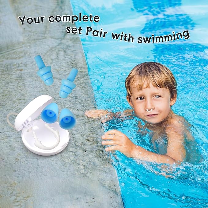 Painless Nose Plugs for Swimming,Nose Plugs for Swimming for Kids (Age 6+) and Adults, Ensure Comfort and Safety in The Water (Blue, Large)-StrideForce Fitness