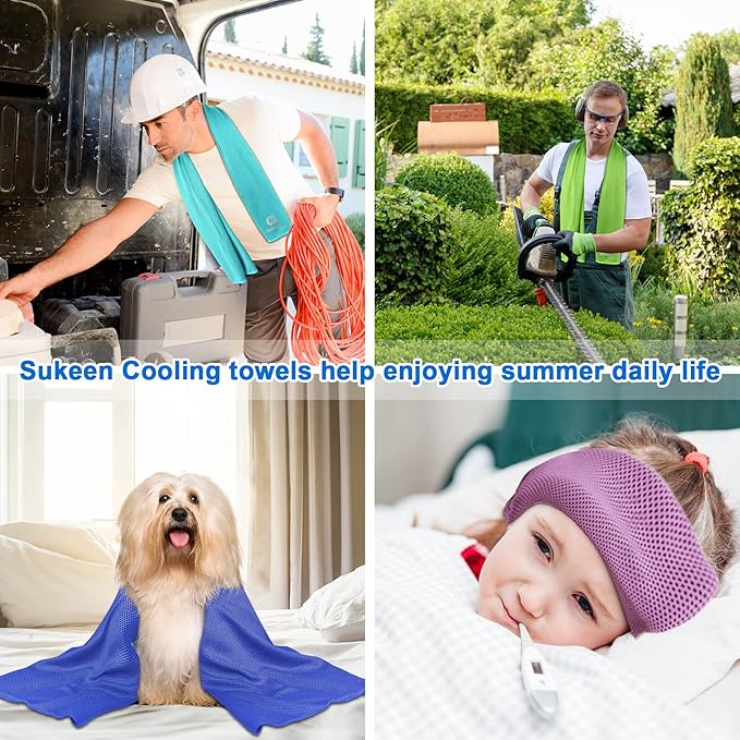 Sukeen Cooling Towel (40"x12"), Ice Towel Sets,Soft Breathable Chilly Towel,Microfiber Towel for Yoga,Sport,Running,Gym,Workout,Camping,Fitness,Workout & More Activities, 8 Pack-StrideForce Fitness