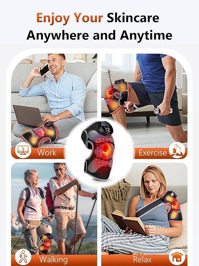 Upgraded 2.0 Red Light Therapy Knee Brace - Knee Massager with 4 Vibration Areas,Wireless Controller,FSA HSA Eligible Near Infrared Red Light Therapy Heated Device for Knee Elbow Shoulder Pain-StrideForce Fitness