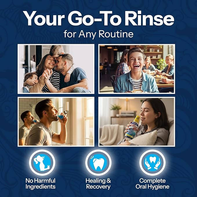 H2Ocean Healing Rinse Mouthwash- Great Tasting Sea Salt & Xylitol Mouth Wash for Fresh Breath & Dry Mouth - Alcohol & Fluoride Free - Arctic Ocean Mint 8oz