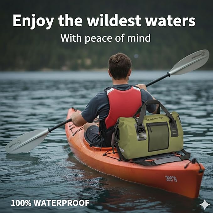 Earth Pak Waterproof Duffel Bag - Heavy Duty Motorcycle Dry Bag with Large Storage Space Perfect for Traveling, Camping, Kayaking, Fishing & Canoeing Bag 50L/70L/90L/120L Sizes-StrideForce Fitness