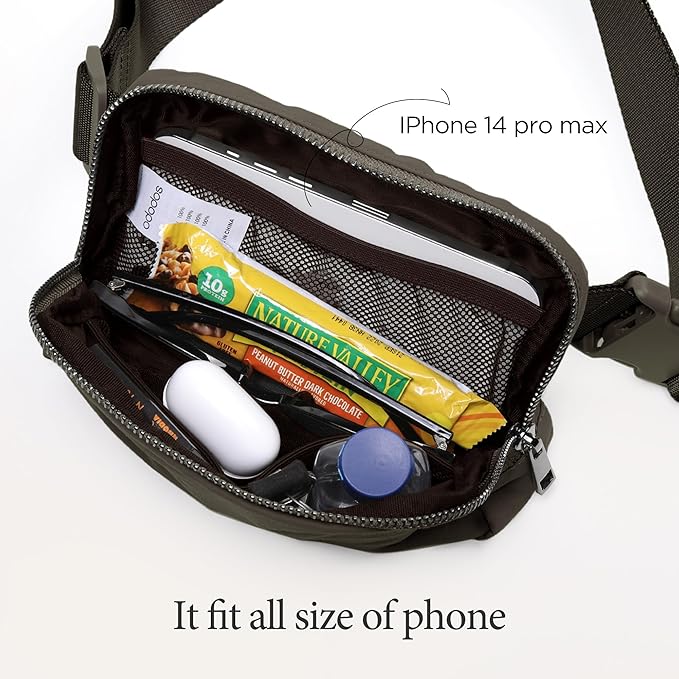 ODODOS Unisex Mini Belt Bag with Adjustable Strap Small Fanny Pack for Workout Running Traveling Hiking, Turkish Coffee-StrideForce Fitness