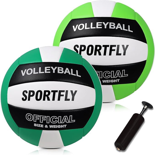 Official Size 5 Volleyball, Soft Indoor Outdoor Volleyball for Game Gym Training Beach Play, 2 Pcs Per Pack with Pump Kit-StrideForce Fitness