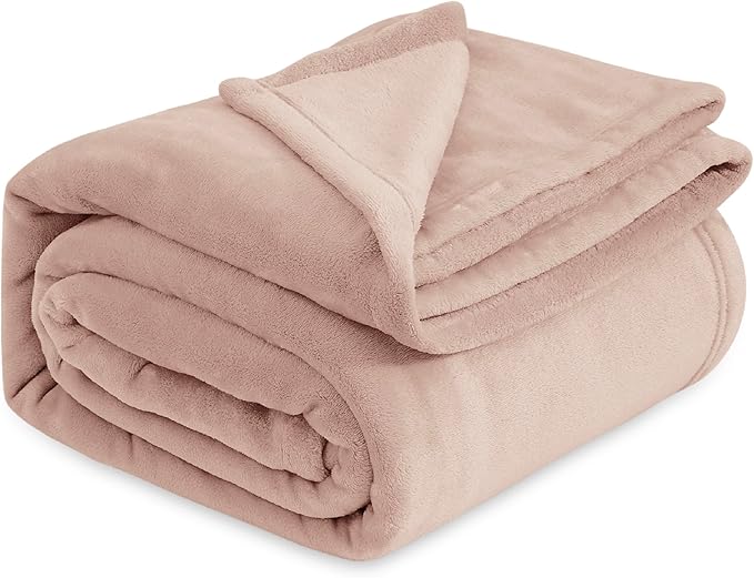 Bedsure Fleece Blankets Queen Size Dusty Pink - Bed Blanket Soft Lightweight Plush Fuzzy Cozy Luxury Microfiber, 90x90 inches-StrideForce Fitness