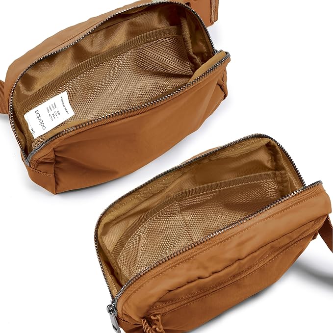 ODODOS Unisex Mini Belt Bag with Adjustable Strap Small Fanny Pack for Workout Running Traveling Hiking, Sugar Almond-StrideForce Fitness