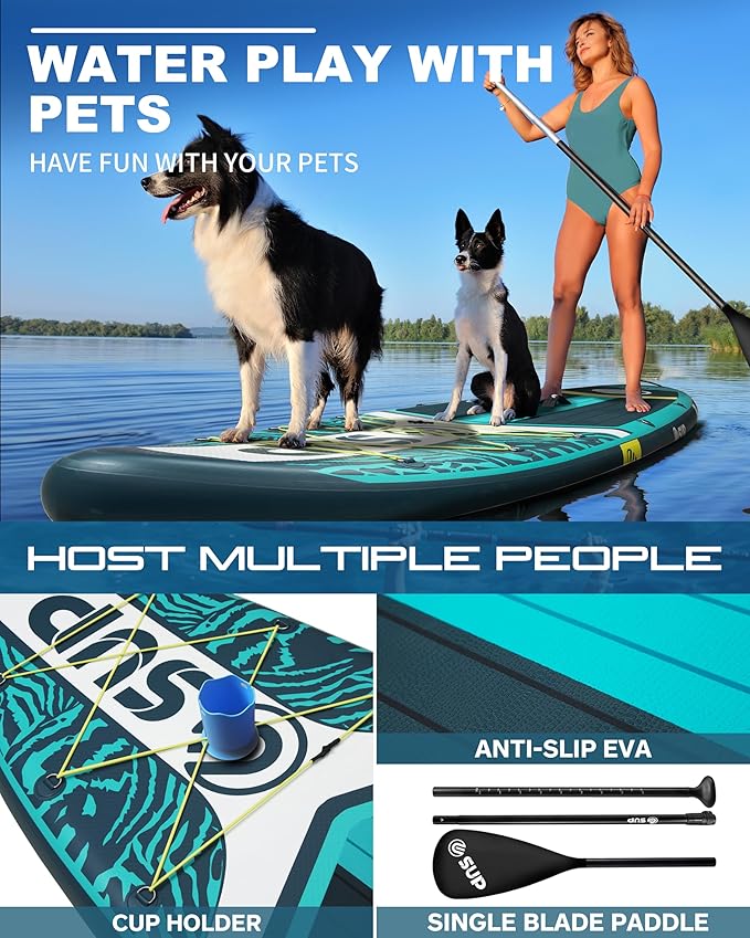 ESUP Inflatable Stand Up Paddle Board with Cup seat 33"/35" Wide Durable SUP, 11'/11'6" Stable Inflatable Paddle Boards for Adults & Youth of All Skill Levels-StrideForce Fitness