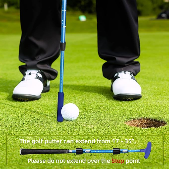 Golf Putter - Golf Putters for Men Right Handed Golfers or Left Handed Golf Putter for Kids and Womens Mini Golf Clubs Set - Two-Way Adjustable Length putters with 5 Golf Practice Ball-StrideForce Fitness