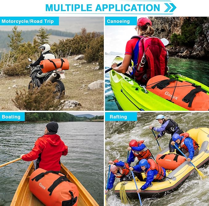 Gonex 40L 60L 80L Extra Large Waterproof Duffle Travel Dry Duffel Bag Heavy Duty Bag with Durable Straps & Handles for Kayaking Paddleboarding Boating Rafting Fishing-StrideForce Fitness