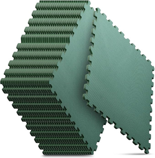 Home Gym Mat, Puzzle Exercise Mat, EVA Interlocking Foam Floor Tiles for Home Workout Equipment and Kids' Play Areas - Blue, 24 in x 24 in x ½ in - (Green, 24 Pack(96 SQ FT))-StrideForce Fitness