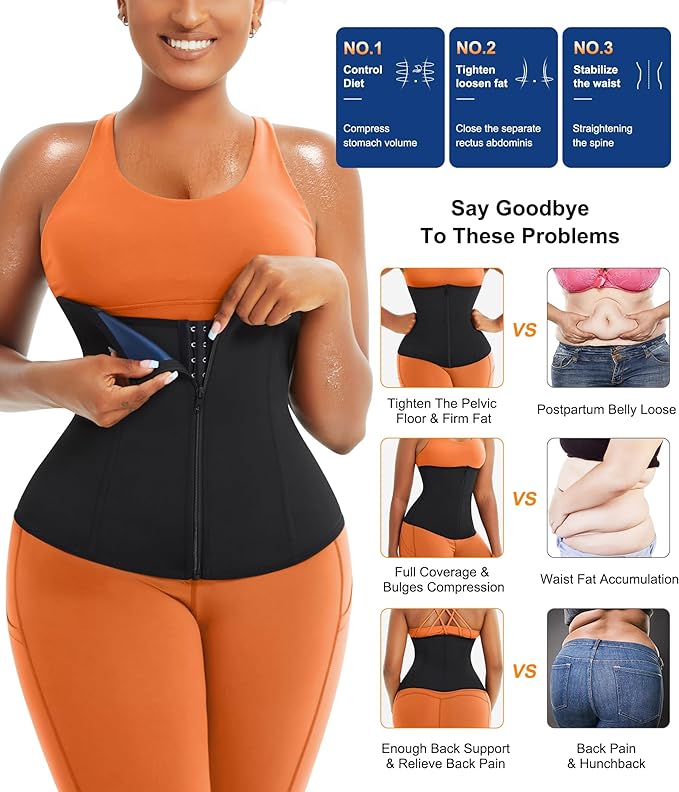 TrainingGirl Waist Trainer for Women Lower Belly Waist Trimmer Corset Tummy Wrap Workout Sweat Belt Band Sports Sauna Suit-StrideForce Fitness