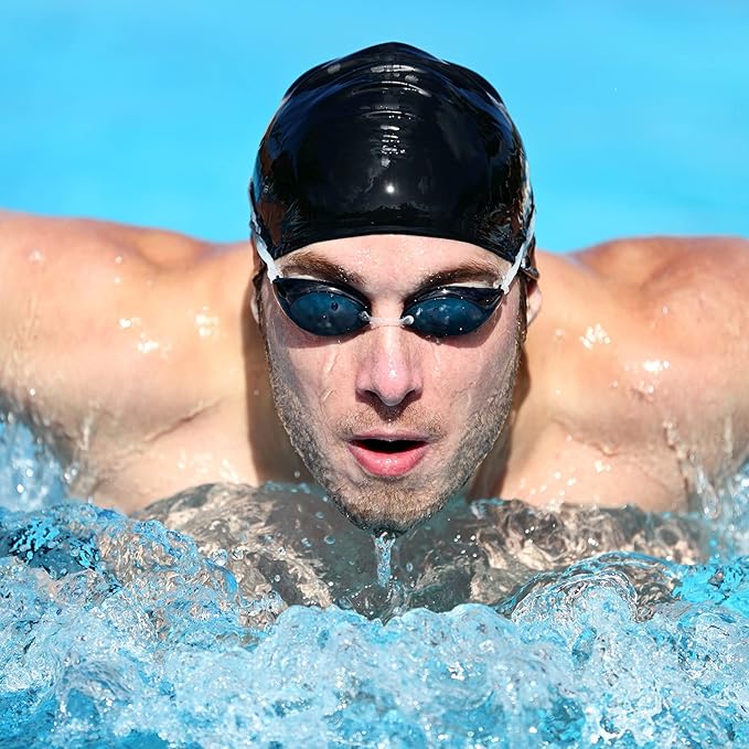 Syhood 6 Pieces Unisex Adult Silicone Swim Cap Waterproof Swimming Hat Non Slip Pool Hat Elastic Silicone Cap for Long and Short Hair-StrideForce Fitness