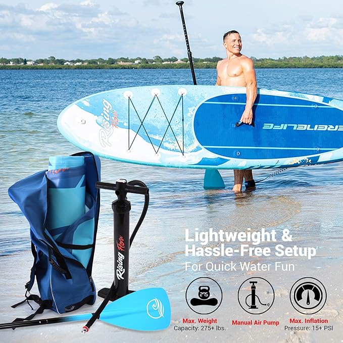 SereneLife Inflatable Stand Up Paddle Board with Premium SUP Accessories – Wide Stable Design with Non-Slip EVA Deck Pad for Adults and Youth of All Skill Levels-StrideForce Fitness