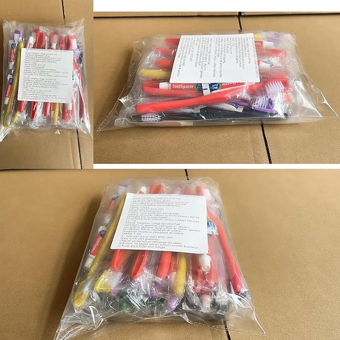 HAIFOTRVA 200pcs Disposable Toothbrushes with Toothpaste,Single Use Toothbrush with Toothpaste Individually Wrapped Disposable Travel Toothbrushes Kit Bulk for Homeless,Hotel,Guests(5 Colors)