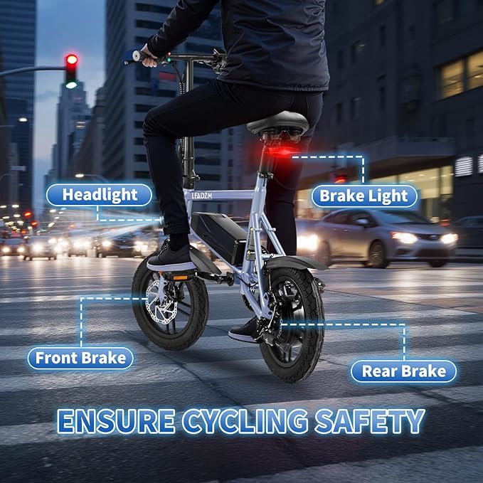 Winado Electric Bike for Adults, 14" Folding Electric Bicycle 450W Motor with Dual Disc Brakes, Max Range 25Miles(Pedal-Assist) & Speed 15.5MPH, Foldable Commuter City Ebike for Adults/Teens-StrideForce Fitness