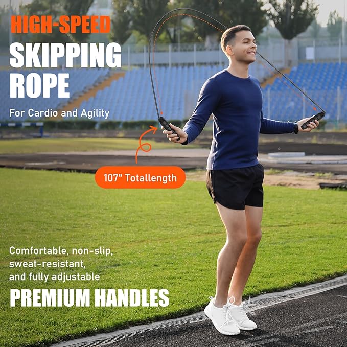 Soccer Training Equipment, Agility Speed Training Set with 20ft Speed Ladder, 12 Cones, 4 Adjustable Hurdles, Jump Rope, Parachute | Ideal for Basketball, Football Practise, for Kids, Youth, Adults-StrideForce Fitness