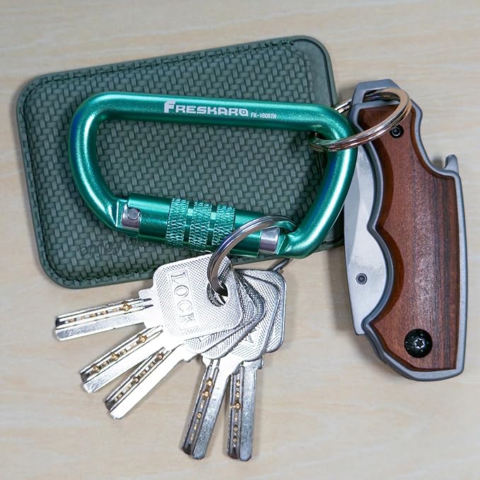 FresKaro 3inch 12kN-2698lbs Auto Locking Carabiner Clips, Solid D Shape, Heavy Duty 7075 Aluminum, Lightweight 1.09oz, Rust Proof, for Hammock, Hiking, Dog Leash, Keychain etc., Multi-Colors-StrideForce Fitness