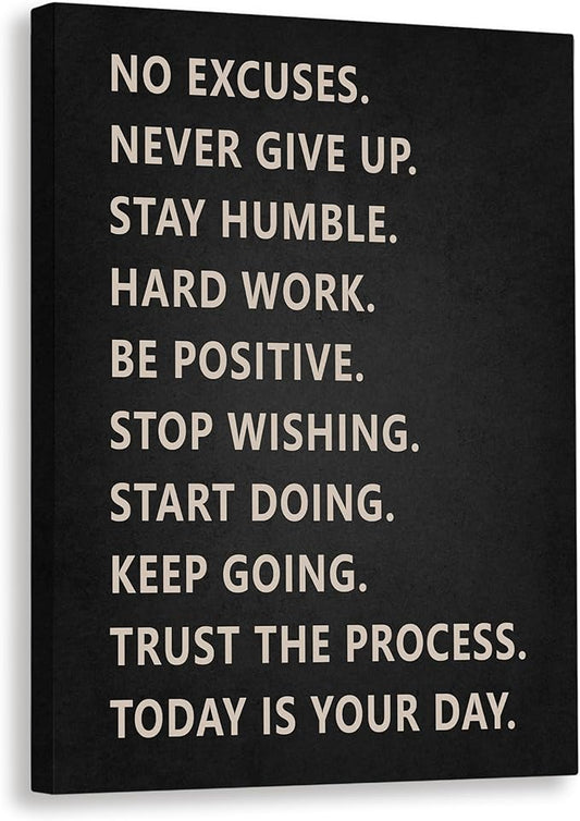 Inspirational Wall Art, Home Gym Decor, Motivational Gym Workout Room Decor, No Excuses Never Give Up, Workout Posters Art Painting Print for Home Gym Exercise Fitness Room Office, 11x14 inch-StrideForce Fitness