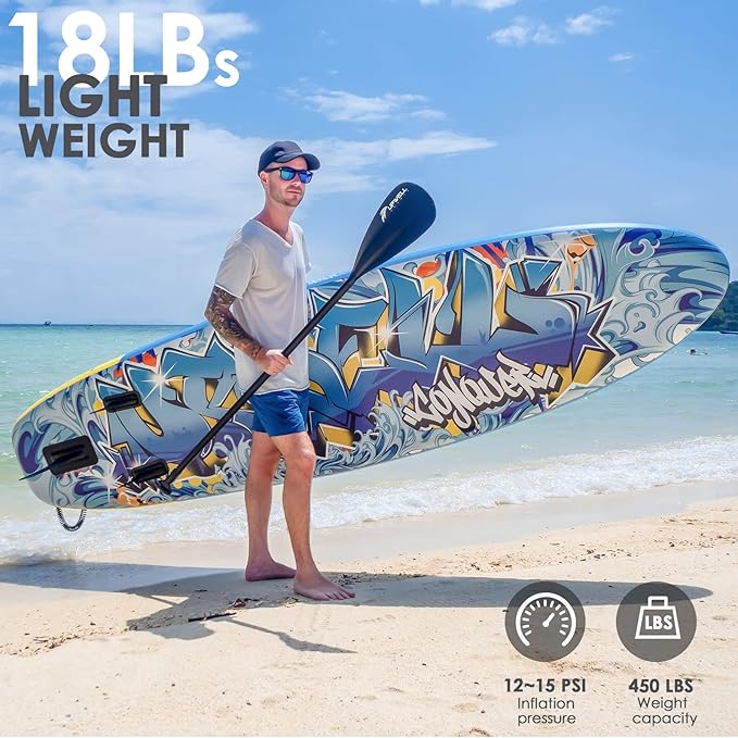 UPWELL 10'6"/11'/11'6" Inflatable Paddle Board, Stand Up Paddlboard for Youth & Adults, Stable Design, Premium SUP Accessories, Backpack, Leash, Hand Pump, Fins-StrideForce Fitness