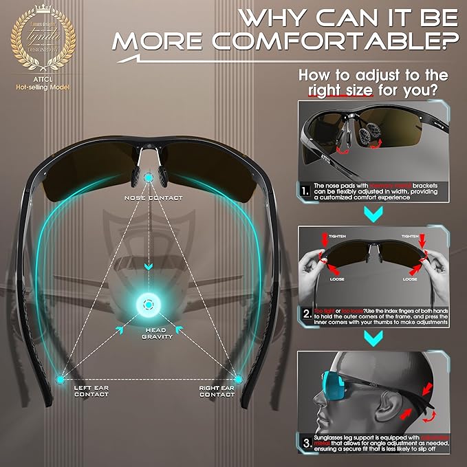 ATTCL Men's Sports Polarized Sunglasses Men for Driving running Fishing Golf - UV Protection Sun glasses Metal Frame-StrideForce Fitness