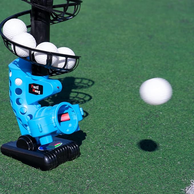 Furlihong 380BH Baseball Pitching Machine, Battery Powered, Angle Adjustable, Comes with Bat and One Dozen Training Balls, for Kids and Beginner-StrideForce Fitness