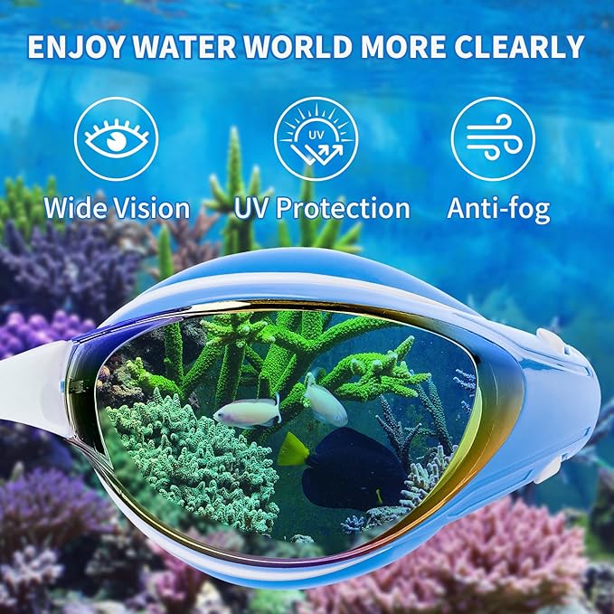 Nearsighted Swim Goggles, Shortsighted Optical Swimming Goggles No Leaking Anti Fog UV Protection for Adult Men Women-StrideForce Fitness