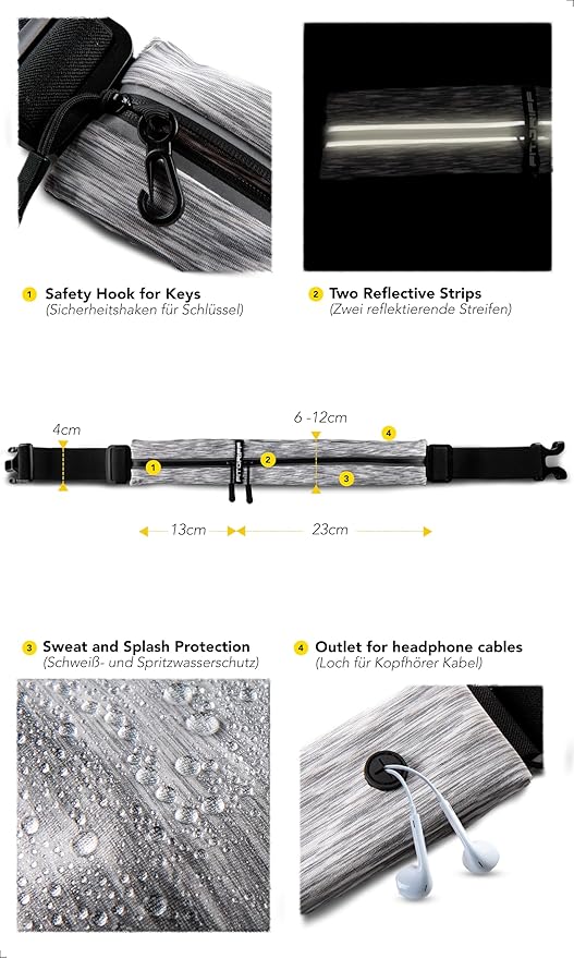 Fitgriff® Running Belt for Men & Women - Secure Jogging Pouch for Phone, Keys & Essentials - For All Cell Phones-StrideForce Fitness